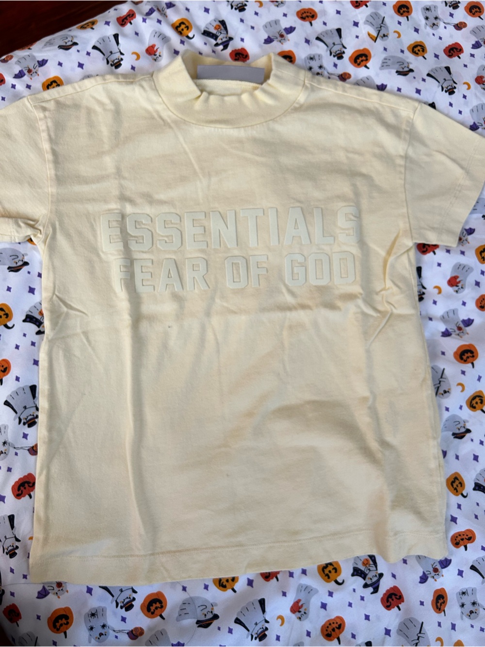 Essentials Kids Short Sleeve Tee in Pale Yellow with Embossed Logo for boys